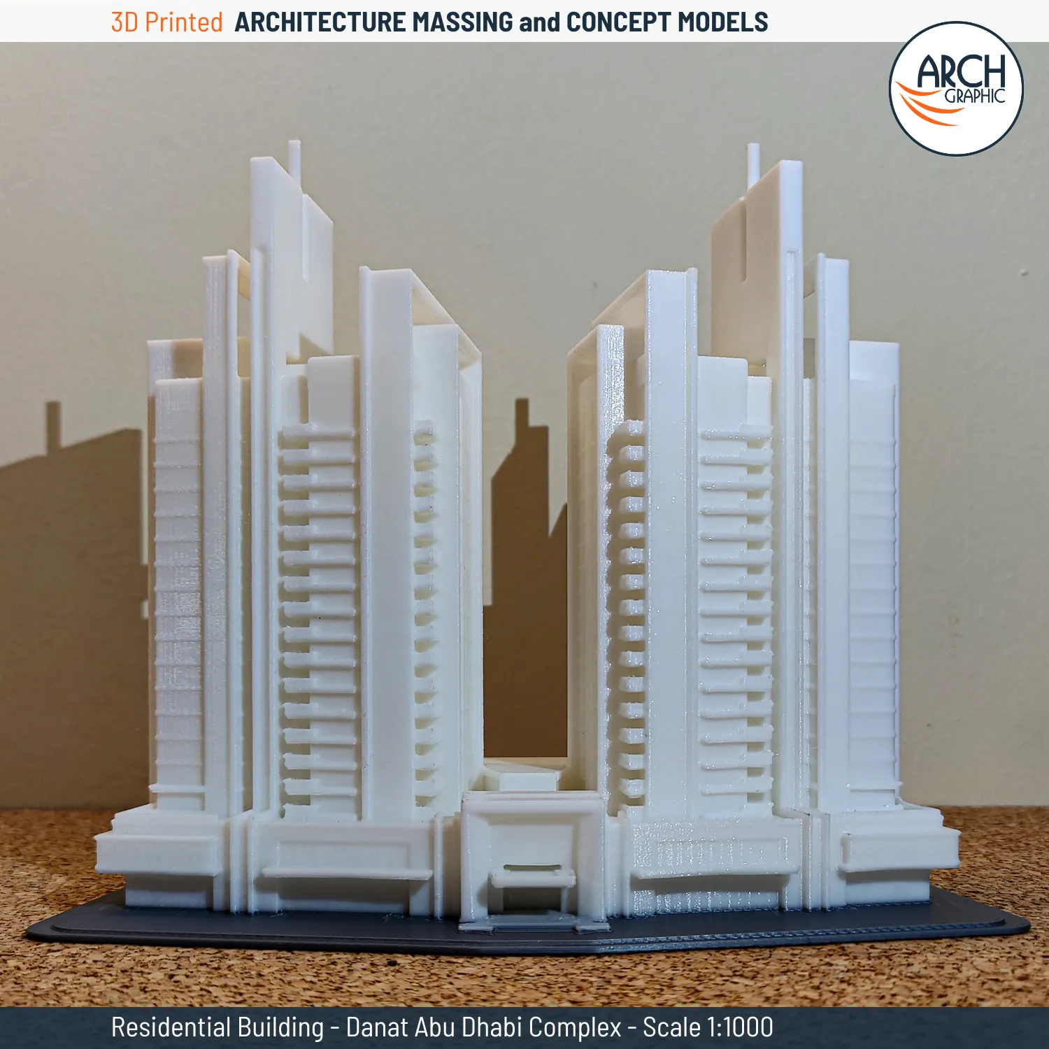 3D Print Scale 1:500 Complex Building in Abu Dhabi