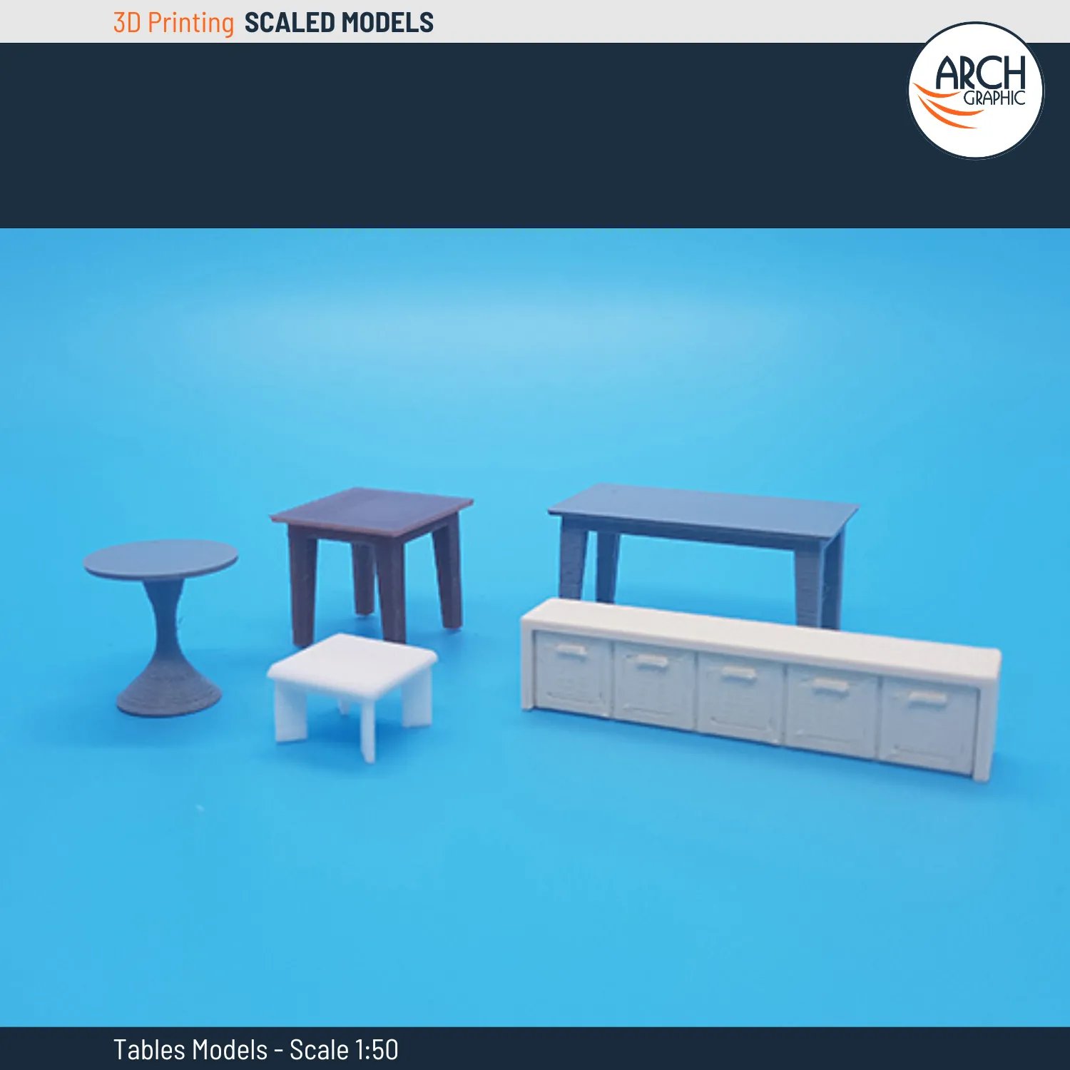 3D Printed tables models scale 1:50