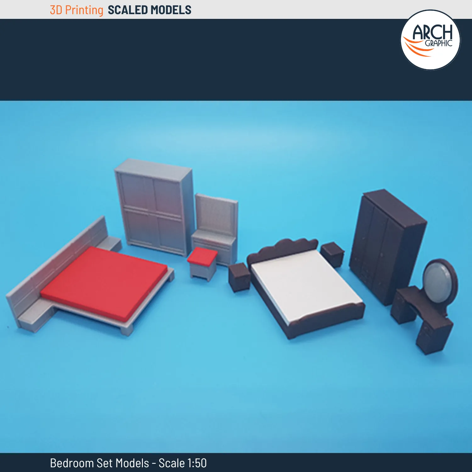 3d print bedroom set scale 1:50