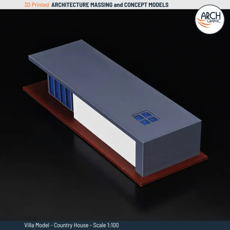 Detailed 3D model of a country house villa at scale 1:100