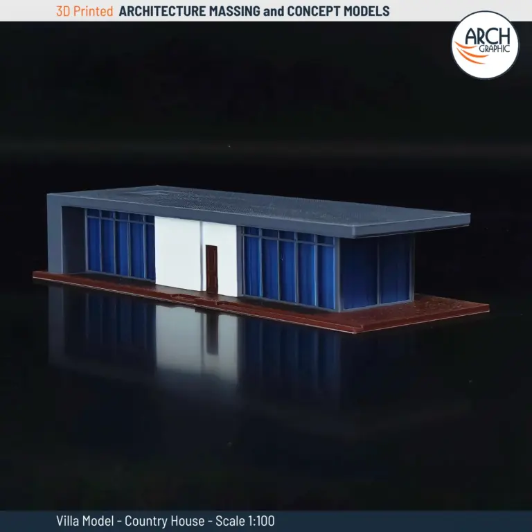 3D printed scale model of a modern residential villa (1:100)