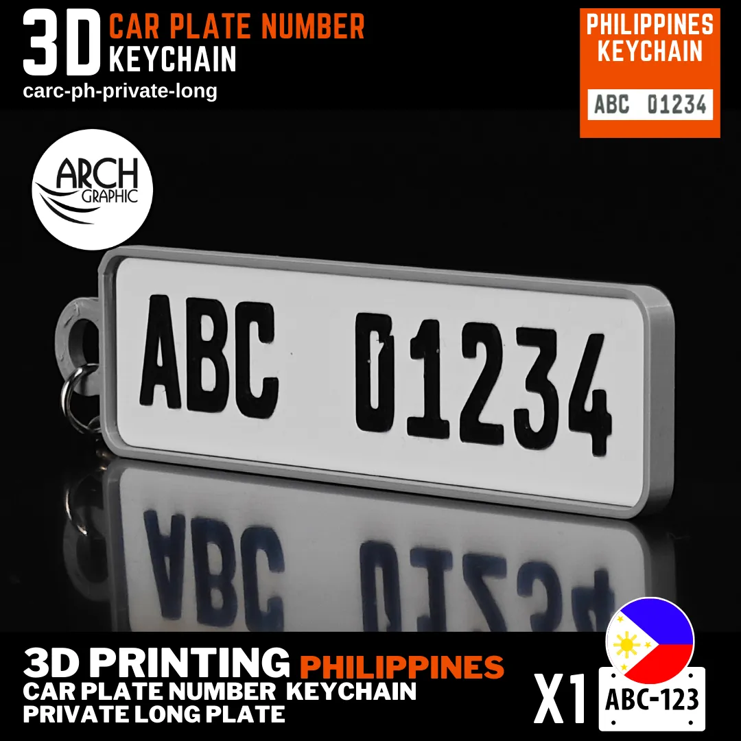 Philippines car plate keychain private long design custom text name on back