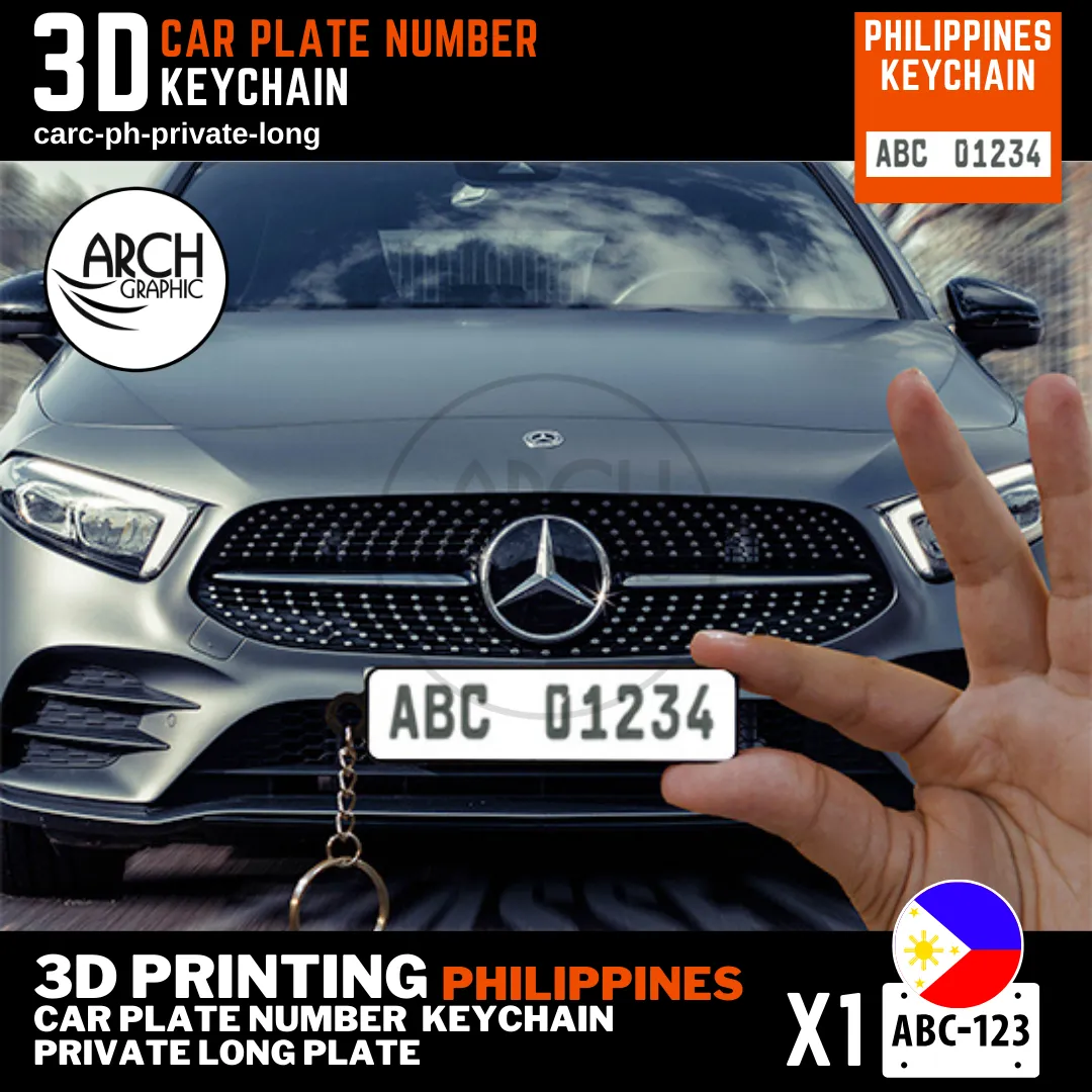 3D printed Philippines car plate keychain private long plate design
